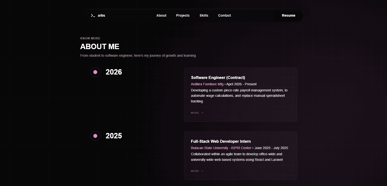 Portfolio Website screenshot 2