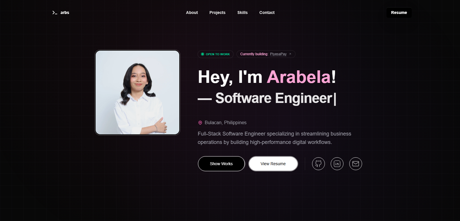 Portfolio Project Hero Section