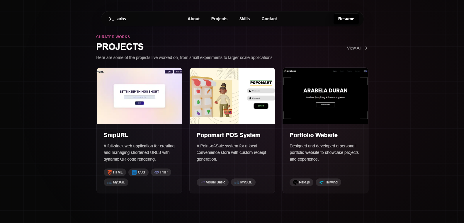 Portfolio Project Grid Layout